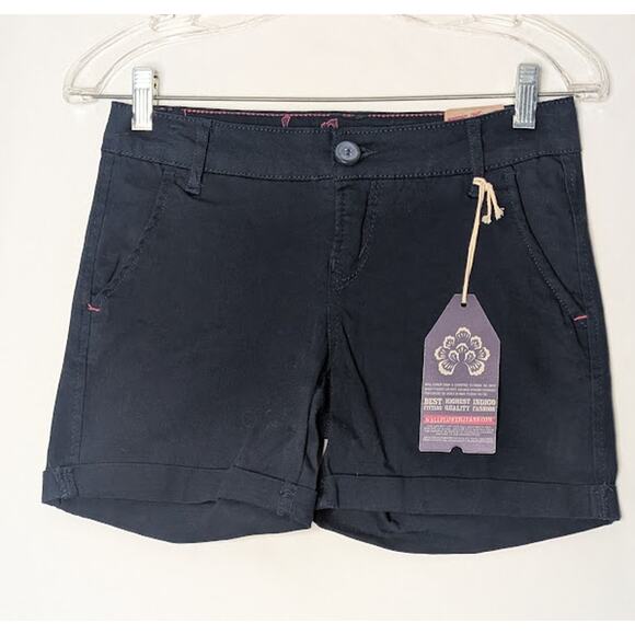 WALLFLOWER JEANS womens Low Rise Dark Blue shorts size 3 NWT Preppy Y2K - Picture 1 of 7